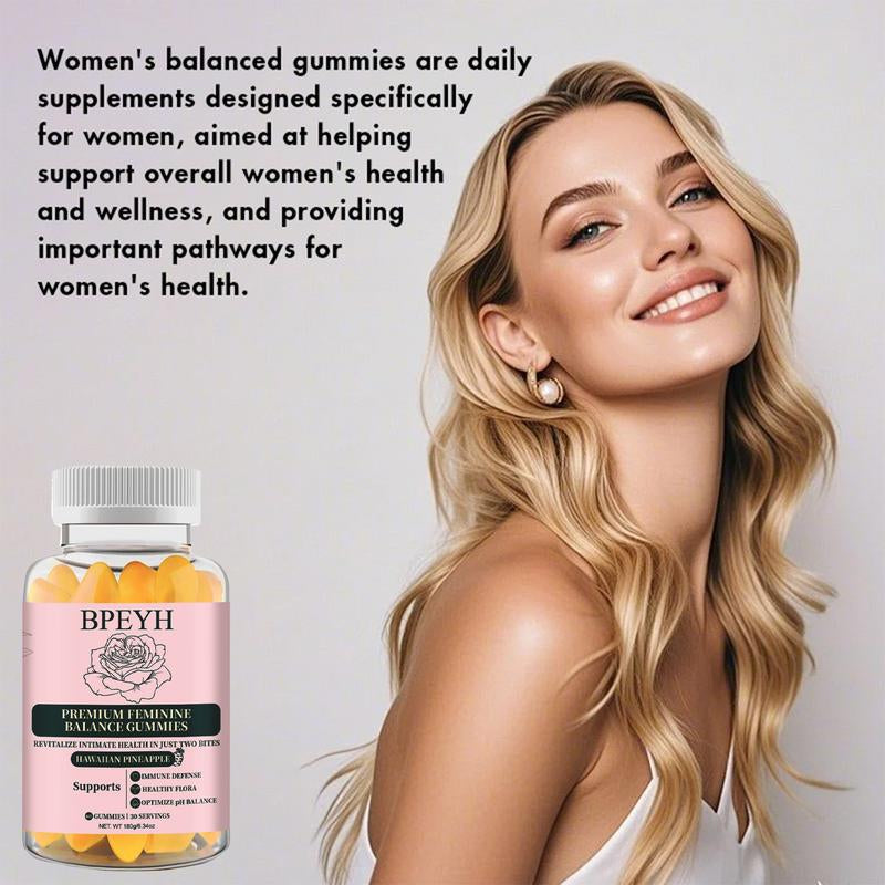 Bpeyh-Feminine Balance Gummies Hawaiian Pineapple-60 Gummies 30 Servings Dietary Fruit Edible Supplement Fitness Vitamin Gummies Body Feminine Gummies Feminine Balance Gummies | Tiktok Shop