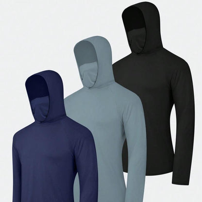 3 PACKS Men'S Athletic Hoodies Long Sleeve Fishing Shirts for Men Hooded Set with Face Mask