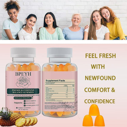 Bpeyh-Feminine Balance Gummies Hawaiian Pineapple-60 Gummies 30 Servings Dietary Fruit Edible Supplement Fitness Vitamin Gummies Body Feminine Gummies Feminine Balance Gummies | Tiktok Shop