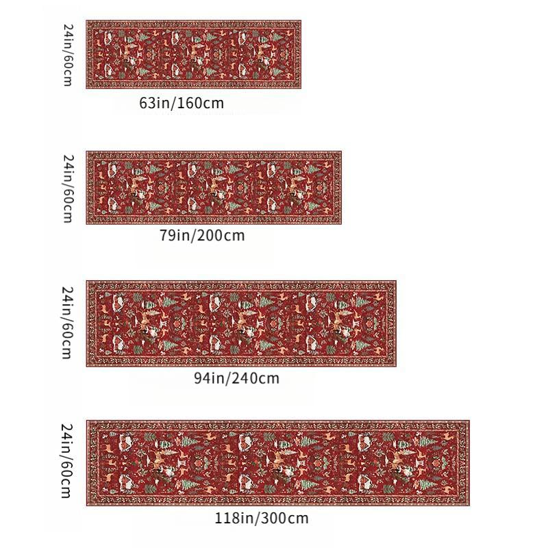 Christmas Deer Santa Long Rug, Multiple Patterns Available, Soft Durable Washable Carpet for Indoor Outdoor Use, Home Decor-Yy