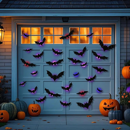24 Pack Light up Bats Halloween Decor – LED Lights for Halloween, Glow in the Dark Wall Decor, 3D Lighted Bat with Twinkling Effects for Indoor & Outdoor​ (Bats)